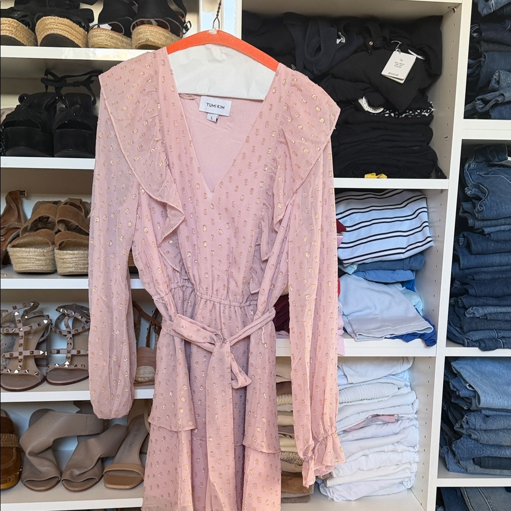 Yumi Kim Blush Pink Dress with Gold Details